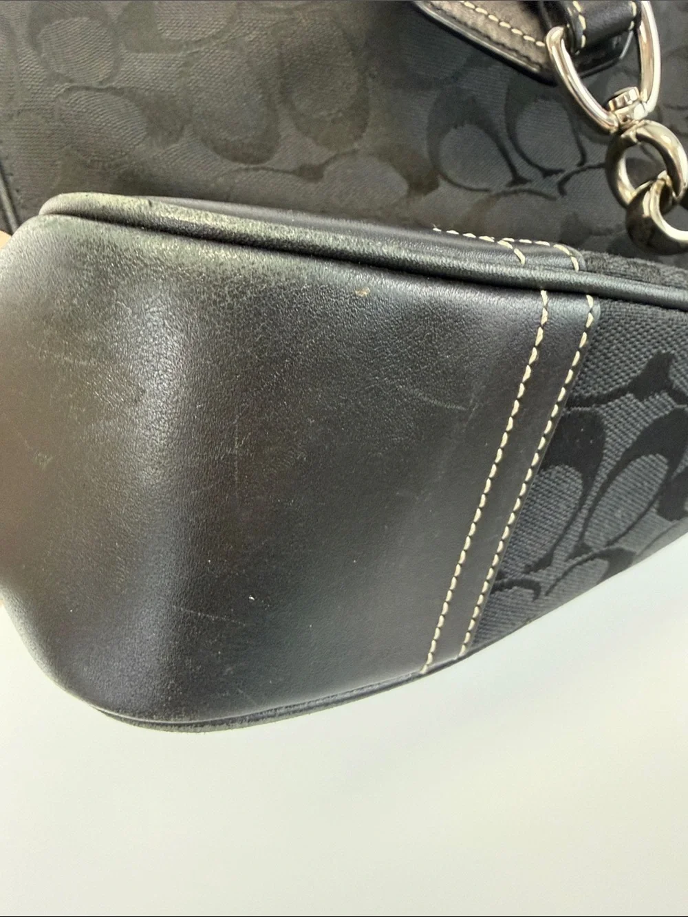 Vintage Coach Hamptons Clip Hobo Black Signature C Monogram Shoulder Bag Y2K